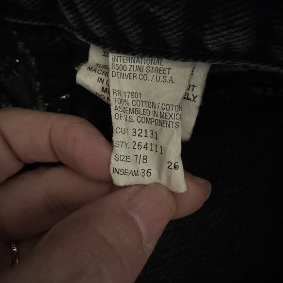 ROCKIES ROCKY MOUNTAIN Jeans 26 VTG Black Washed Bare Back Rhinestone Cowgirl - Picture 12 of 14